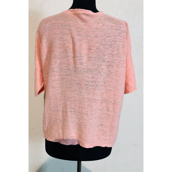 Eileen Fisher Coral Lightweight Knit Short Sleeve Top Organic linen S/P - Picture 3 of 10